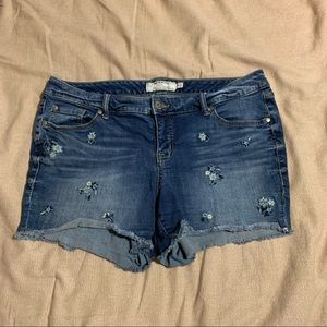 Torrid Denim Shorts with Floral Embroidery